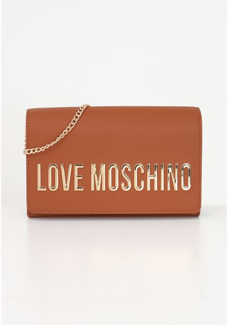 Borsa a tracolla marrone da donna con logo metallico LOVE MOSCHINO | JC4103PP1LKD0208